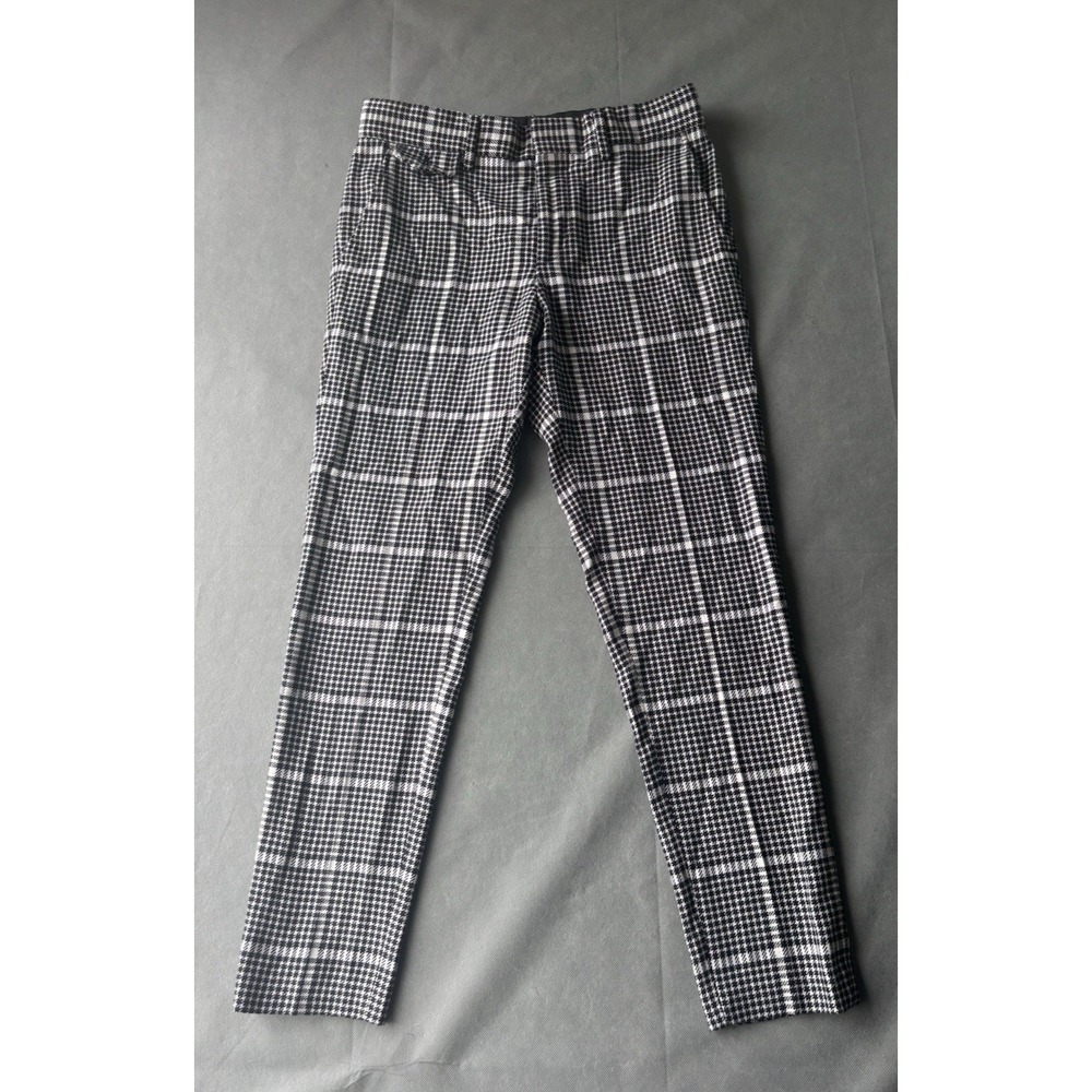 ASOS women Black White Geometric Herringbone Plaid Casual Pants Size W30 L30